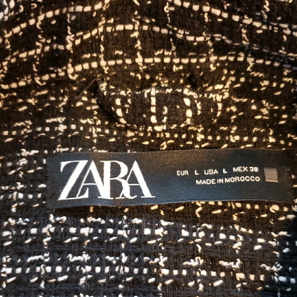 Zara Black and White Tweed Jacket